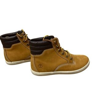Timberland Women Dauset Sneaker Boot Size 7 Tan Leather Mid Top Lace Up
